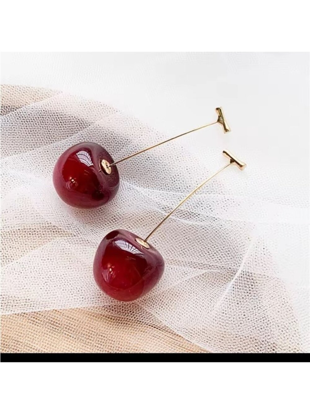 Anthropologe Cherry Red Dangle Earrings